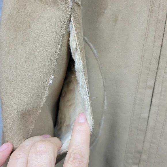 Coldwater Creek Womens Size Medium Tan Faux Suede Faux Fur Jacket Coat - Picture 11 of 13